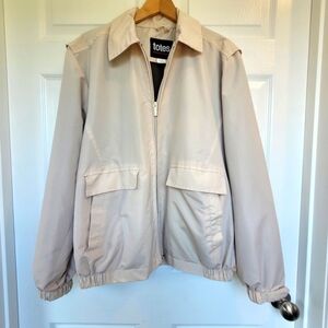 Totes Vintage Khaki Windbreaker Full Zip Golf Rain Jacket Men's Medium